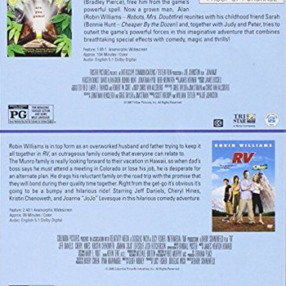 Jumanji / RV DVD Movie Double Feature Rated PG Sony Pictures - Picture 4 of 5